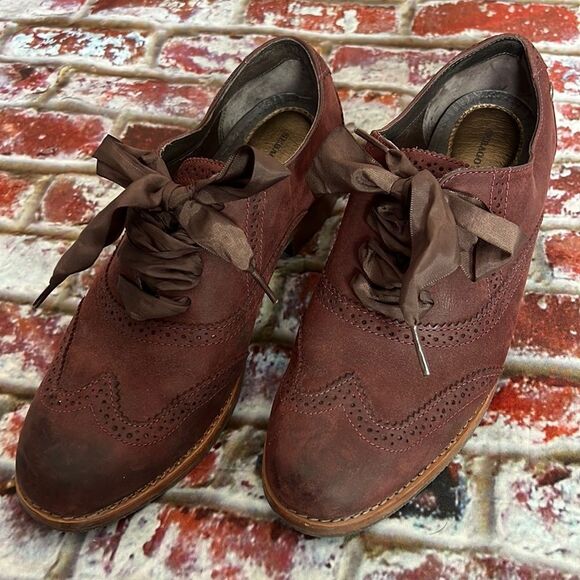 Sebago maroon leather loafers with silk laces - Picture 1 of 10